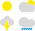 Modern weather icons set. Flat symbols on white background.